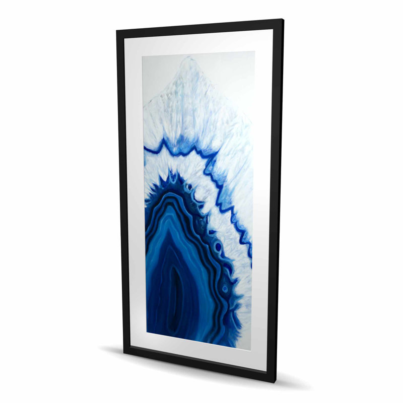 Agate Geode Slice Print - bleu encadré décor mat