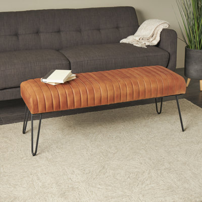 Genuine Leather Upholstered Bench