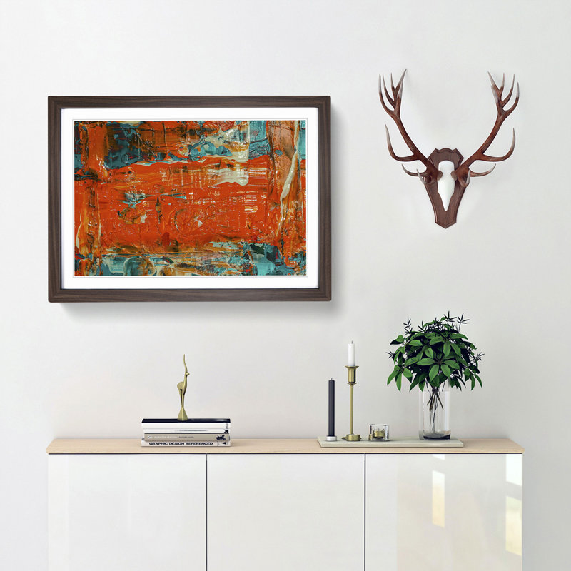 Abstract Art Painting Vol.148 by S.Johnson - Framed Print, 36cm H x 48cm W x 2cm D, Walnut Framed