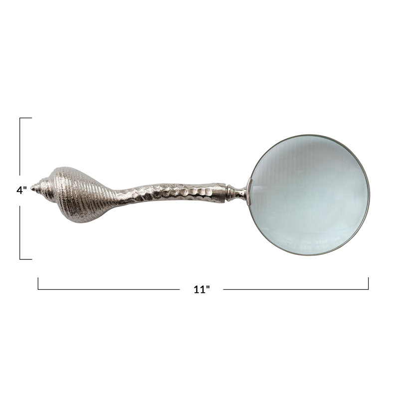Cast Aluminum Magnifying Glass With Shell-Shaped Handle