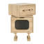 Table d'appoint rotative avec finition naturelle avec armoire en verre, tiroir pratique et base de circulation d'air pour petits espaces