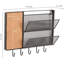 Wall Mail Organiser with Wall Baskets, Key Hooks and Cork Board