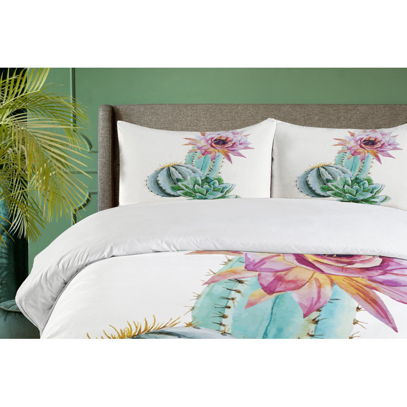 Cactus Traditional Floral Duvet Cover, King