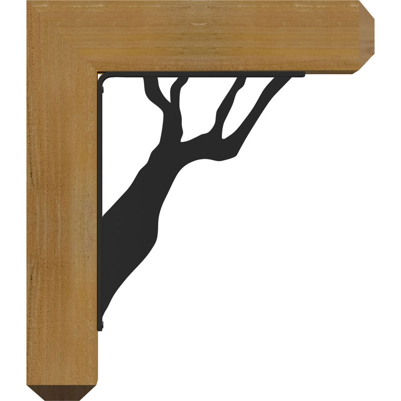 Damon 4" Single Brace Craftsman Ironcrest Bracket, 12"H x 9 1/2"D, 4"W x 2"T Western Red Cedar (Rough Sawn)