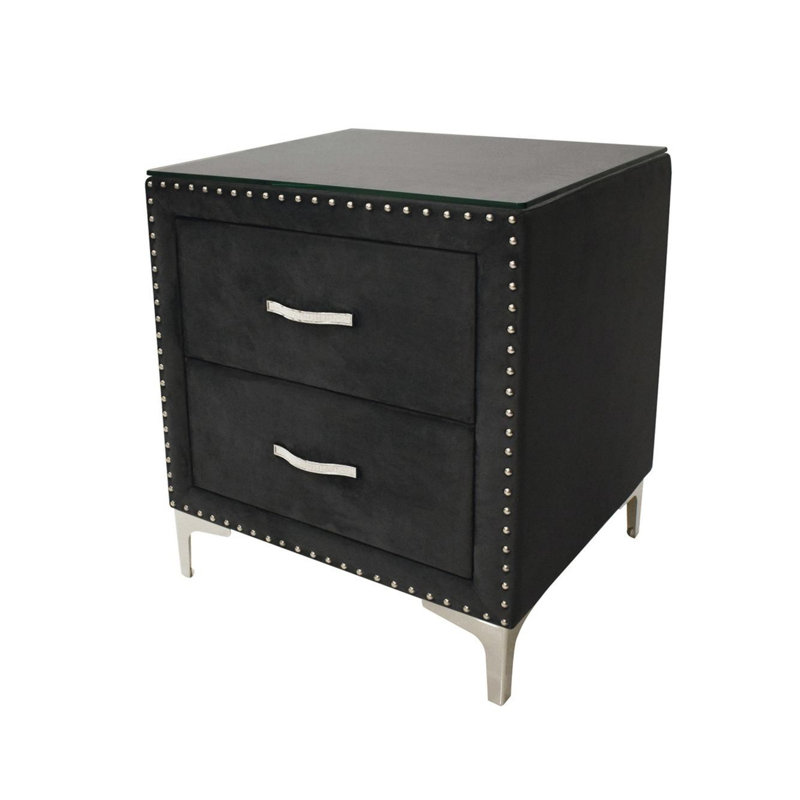 Mobilier de chambre à coucher à deux tiroirs avec tissu et bois