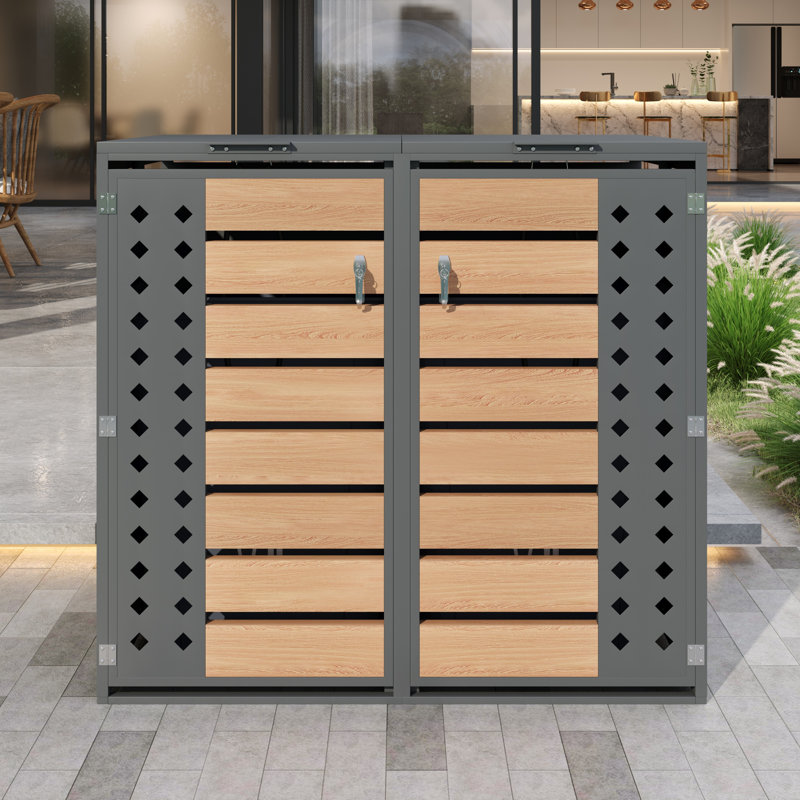 Garden Waste Bin Storage Box With Hinged Lid