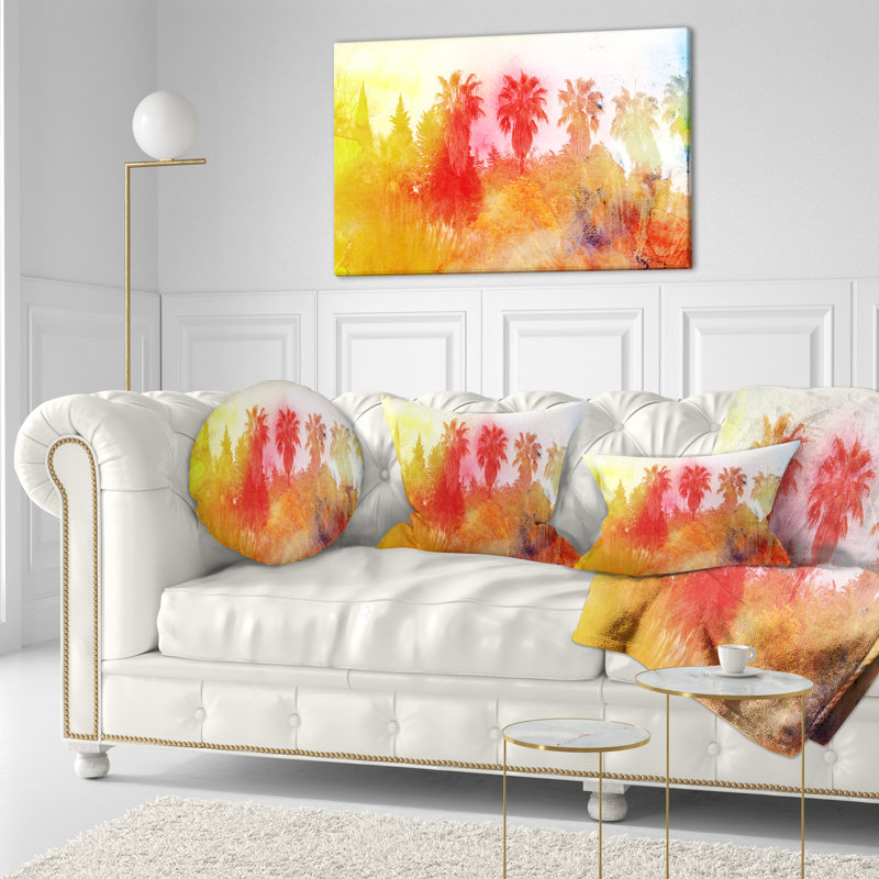 Paysage tropical abstrait - coussin abstrait imprimé