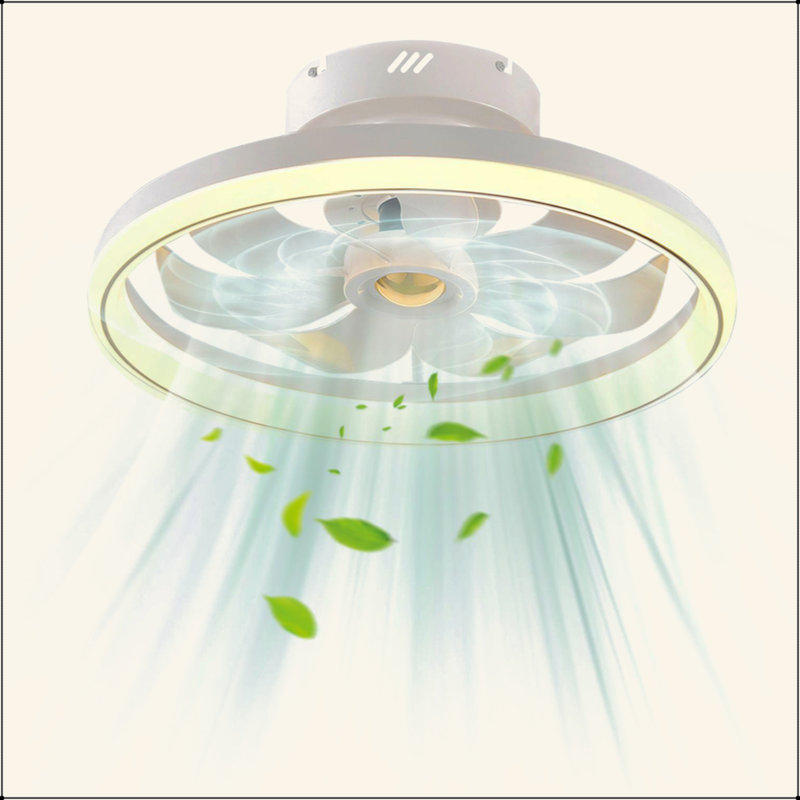 Ventilateur de plafond 19,7 po avec lampe suspendue ronde de 60 W et ventilateur à DEL avec 6 vitesses de ventilateur de 3000 à 6500 W