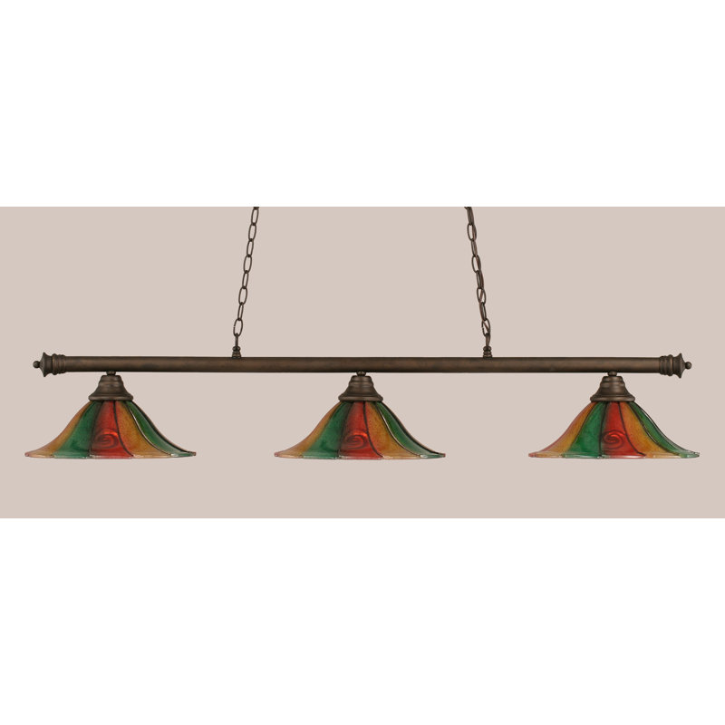 Barre d'éclairage à 3 lumières avec verre Mardi gras 16 po Mendez, H 10,25 po x l 54 po, Granit foncé