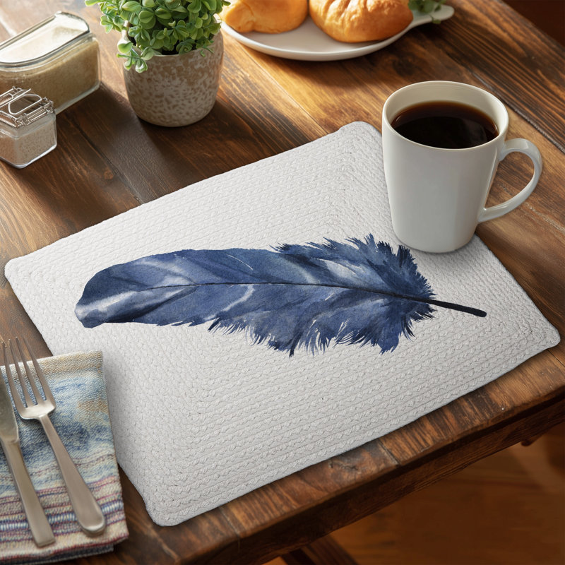 Napperon bleu en plumes de polyester tressé - Décoration intérieure