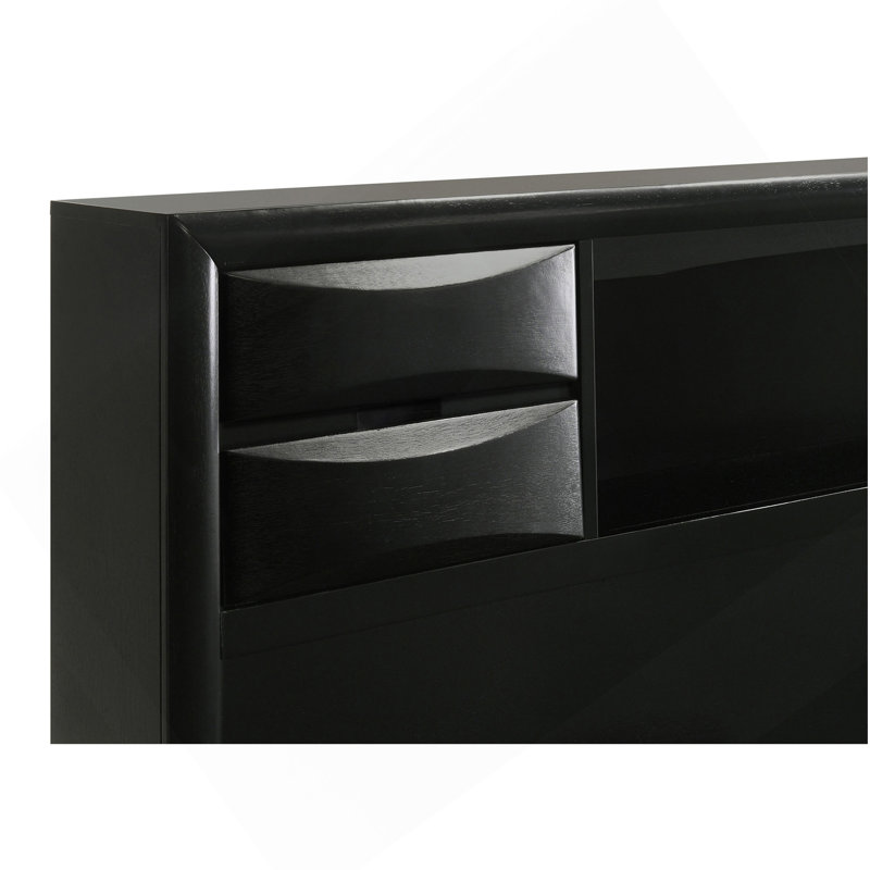 Grand lit de rangement noir Jazz