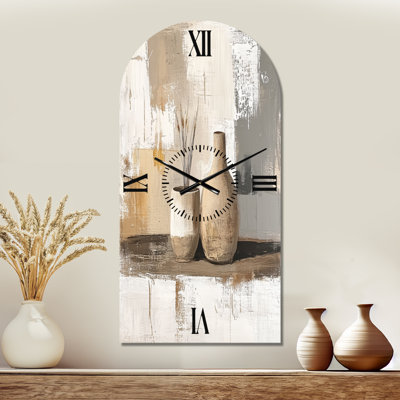 Modern Ceramic Pottery II - Japandi Arch Metal Wall Clock, Printed on Metal