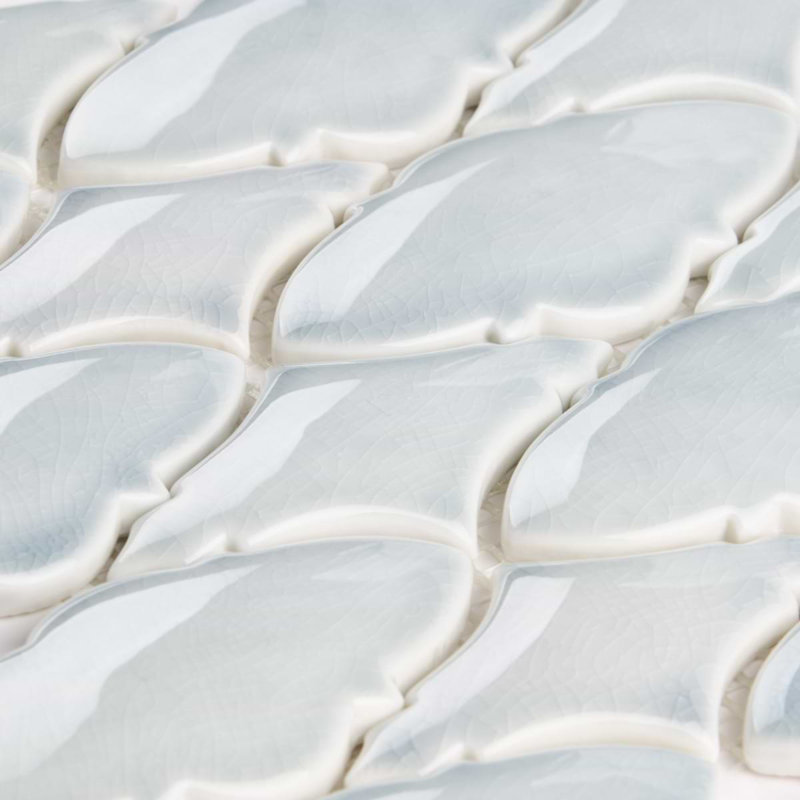 Nabi Valor Arctic Blue 2X4 Crackled Glossy Glass Mosaic Tile