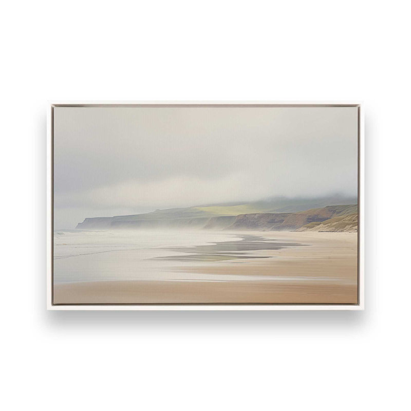 Impression sur toile Misty Shores, H 8,75 po x l 12,75 po x P 1,75 po, Cadre flottant blanc opaque