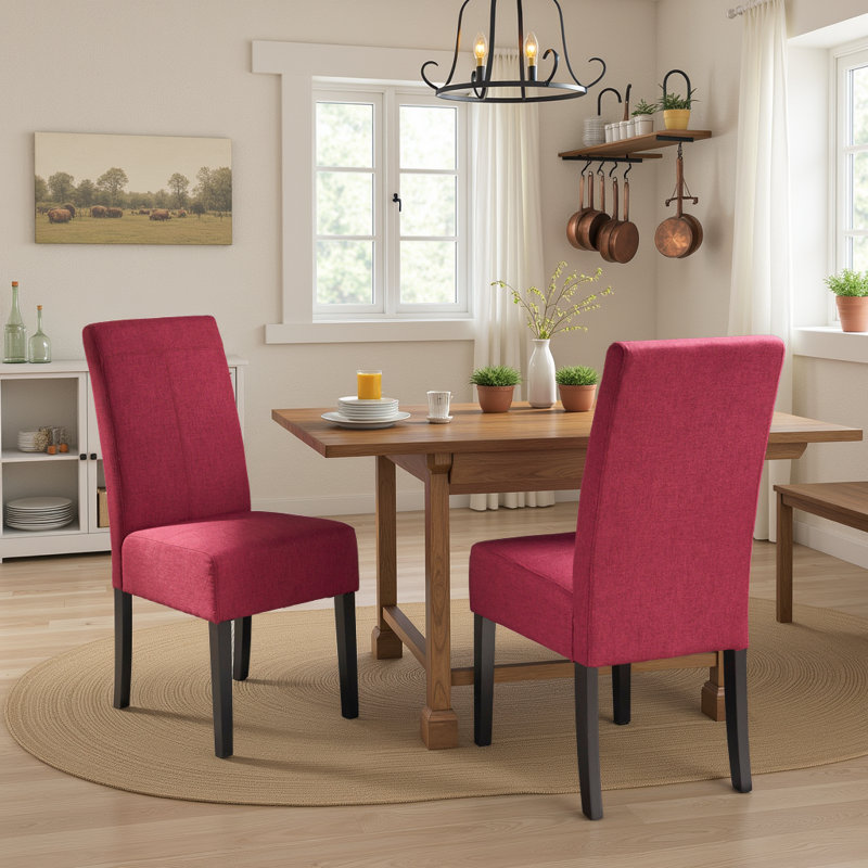 Chaise de salle à manger rembourrée Googe, Rouge