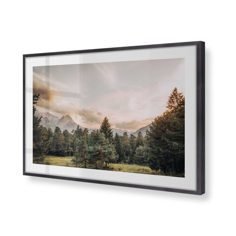 Impression de crépuscule alpin, H 12,25 po x l 15,25 po x P 1,25 po, Cadre en zinc patiné