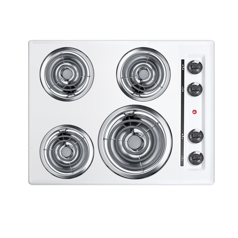 24" White Porcelain 4-Burner Electric Cooktop