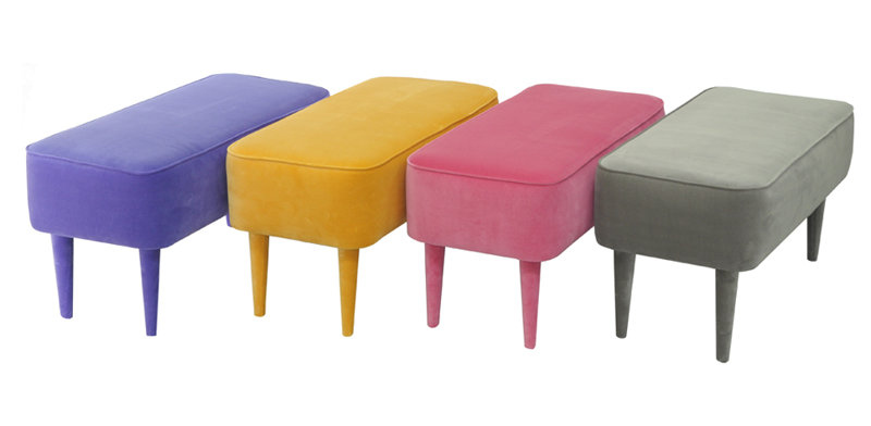 Pastel Upholstered Bench, Pink