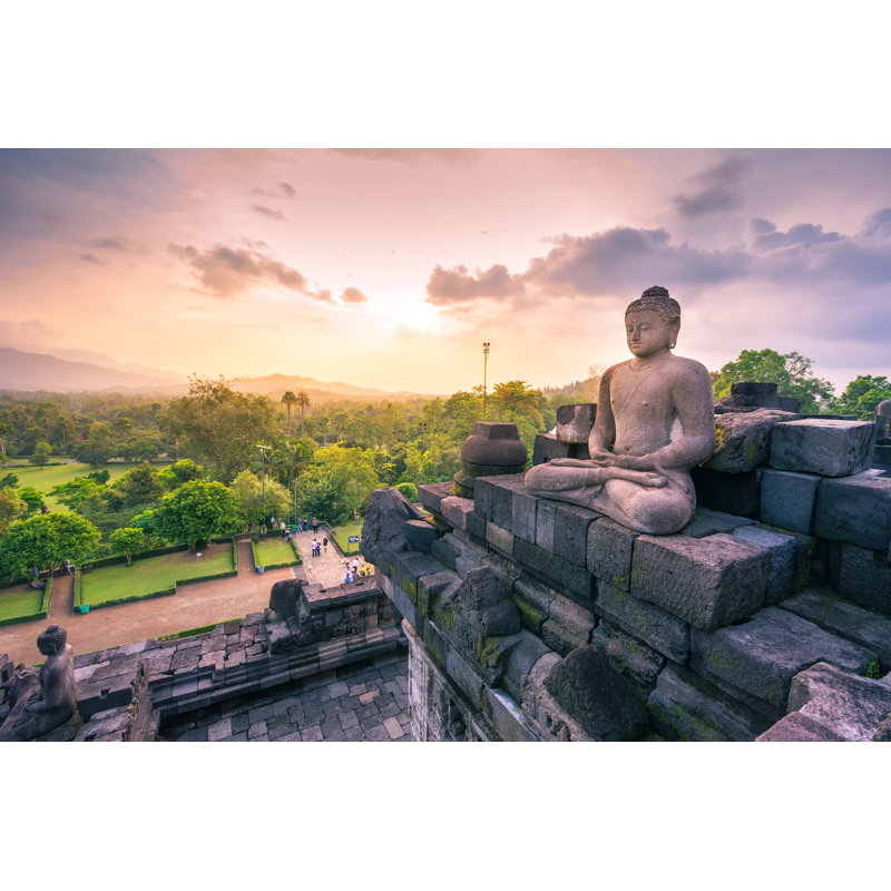 Buddha Statue In Borobudur, Buddist Temple In Yogyakarta, Indone - Wrapped Canvas Print, 81cm H x 122cm W x 3.8cm D