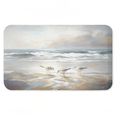 Blue Haven Bay Birds Printed Anti-Fatigue Floor Mat, design by Ramona Murdock, 30"x18"