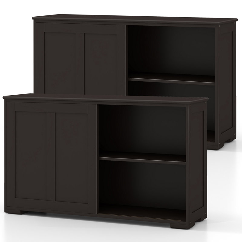 Buffet empilable Winston Porter de 2 avec portes coulissantes et tablette réglable brun
