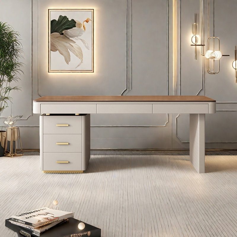 Light Luxury Modern Solid Wood Desk Drawer Cabinet, 29.53" H x 62.99" W x 27.56" D