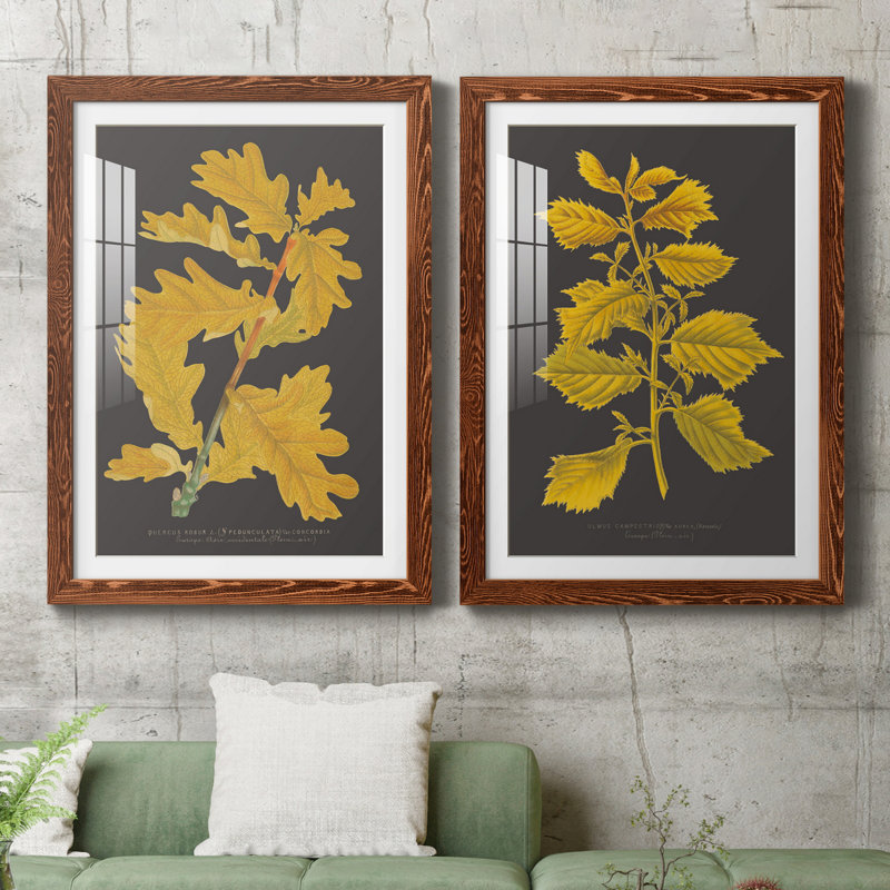 «Trees and Leaves IV», ensemble de 2 reproductions d'art, H 31,5 po x l 47 po x P 1,5 po, Papier avec cadre érable, Blanc