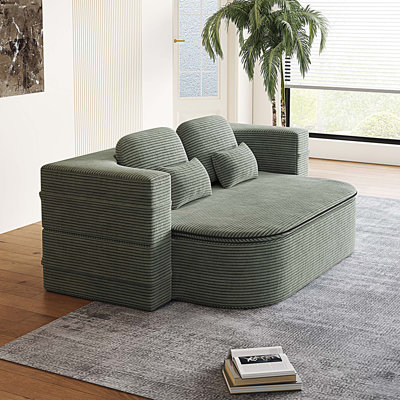 Mikali Foldable Sleeper Sofa with Built-in Blanket & 4 Pillows by Ebern Designs