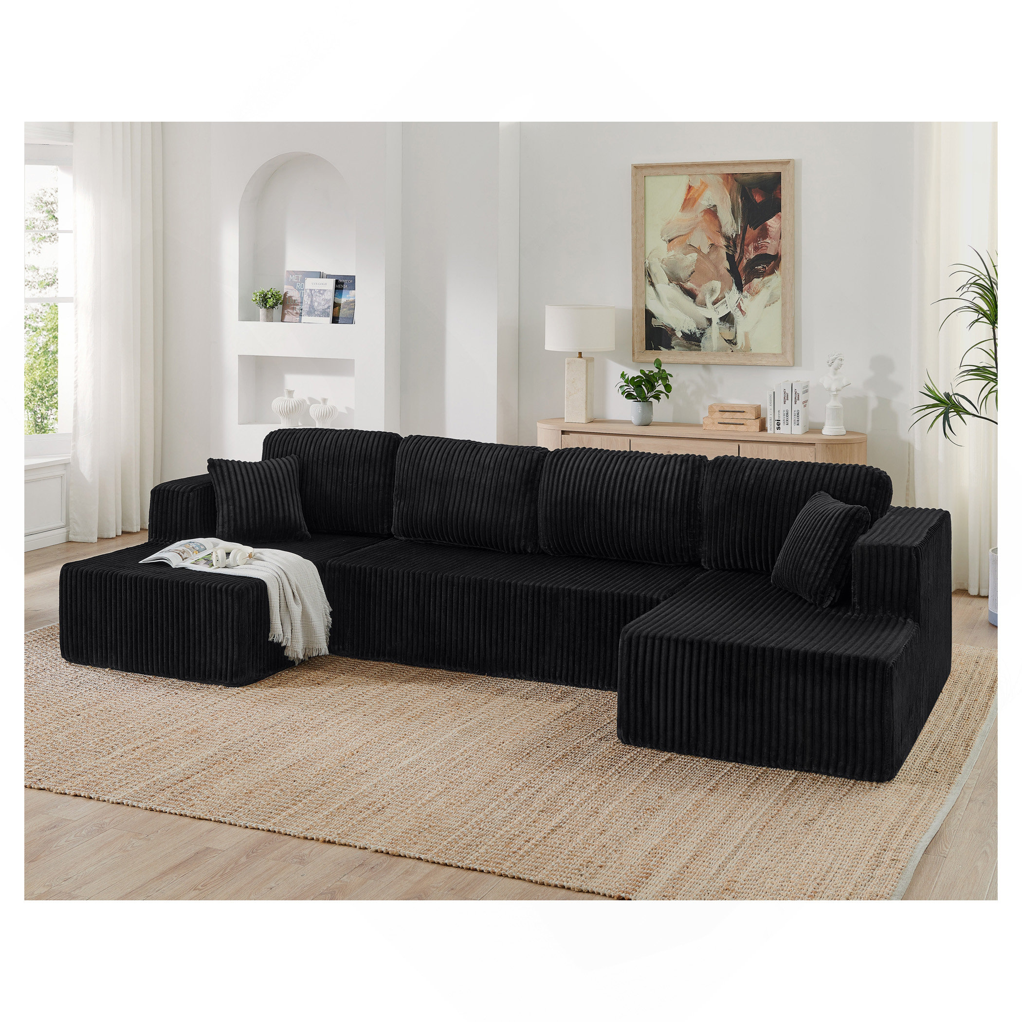 Wrought Studio U Shape Modular Sectional Sofa, Compressed Sectional ...