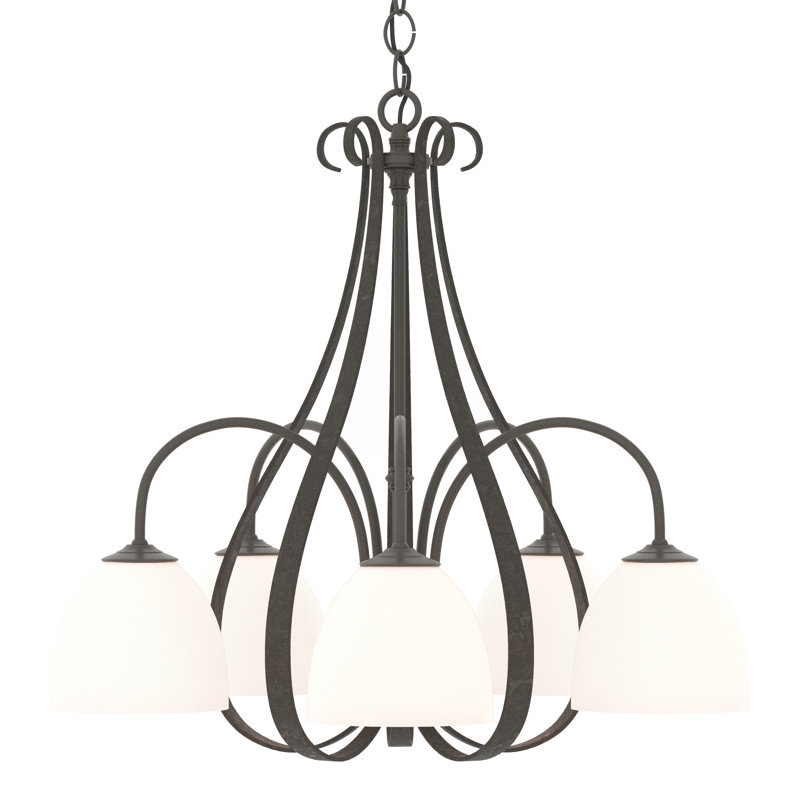 Sweeping Taper 5 - Light Shaded Classic/Traditional Chandelier, Dark Smoke