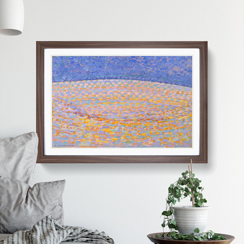 Dune Iii by Piet Mondrian - Picture Frame Painting, 36cm H x 48cm W x 2cm D, Walnut Framed