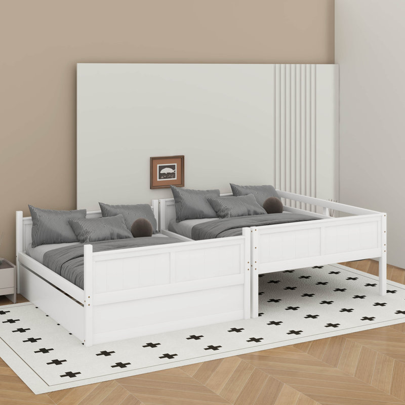 Full Over Full Bunk Bed With Trundle, White