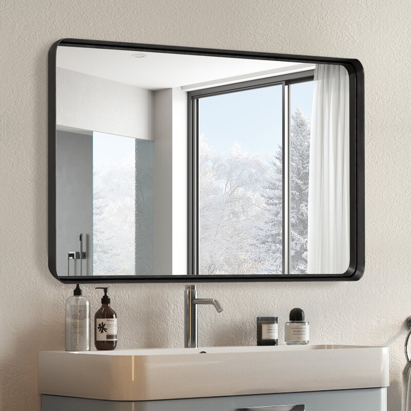 17 Stories Lamarious Rectangle Metal Wall Mirror & Reviews | Wayfair