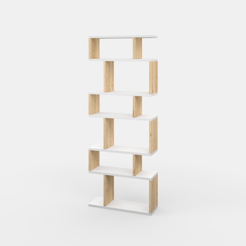 Levingston Geometric Bookcase, White/Oak