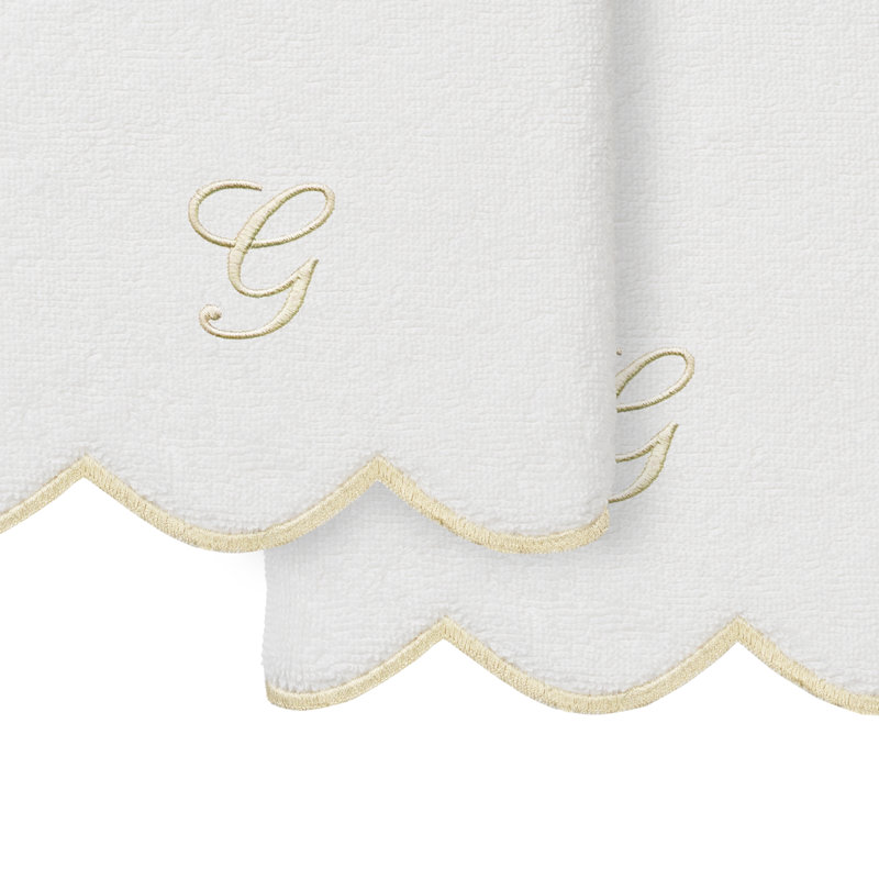 Ensemble de serviettes à main personnalisables 2 pièces Linorn Home Textiles 100% coton turc ADORNIA, G, Blanc / beige