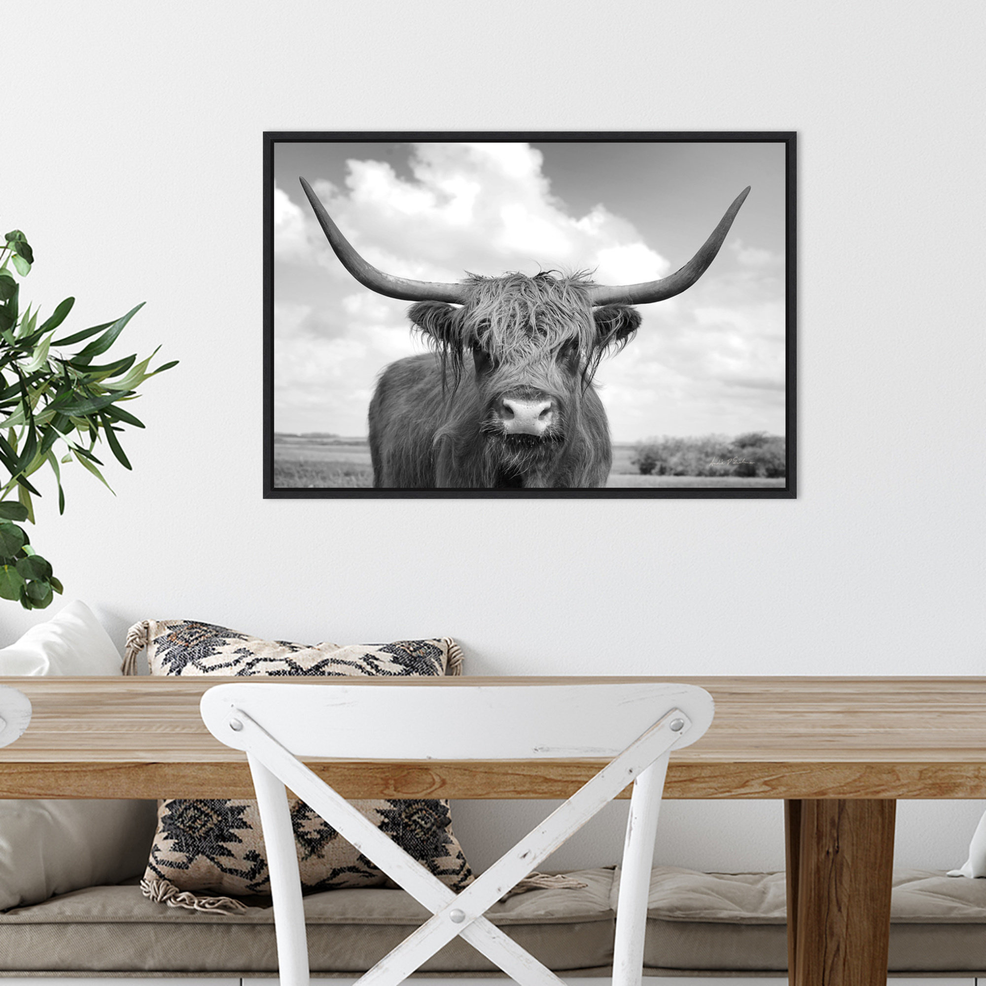 Union Rustic Andre Eichman Highland Cow On The Ranch Framed On Canvas 