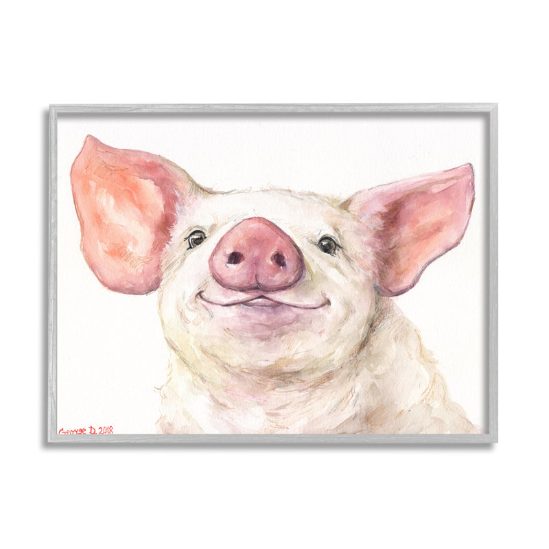 Grande tête de cochon, peinture à l'aquarelle, Estampe numérique Farmhouse, L 11 po x H 14 po
