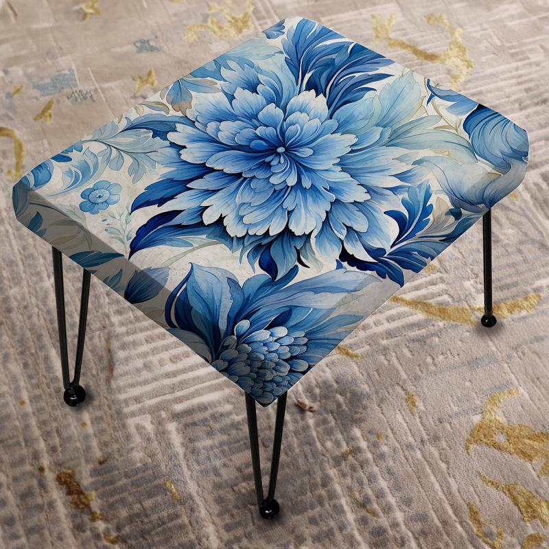 Miroir Dahlia bleu aquarelle damas bleu