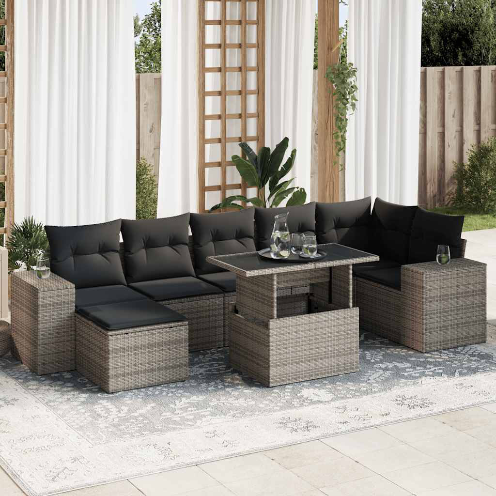 Vidaxl 8-Tlg. Garten-Sofagarnitur Mit Kissen Beige Poly Rattan