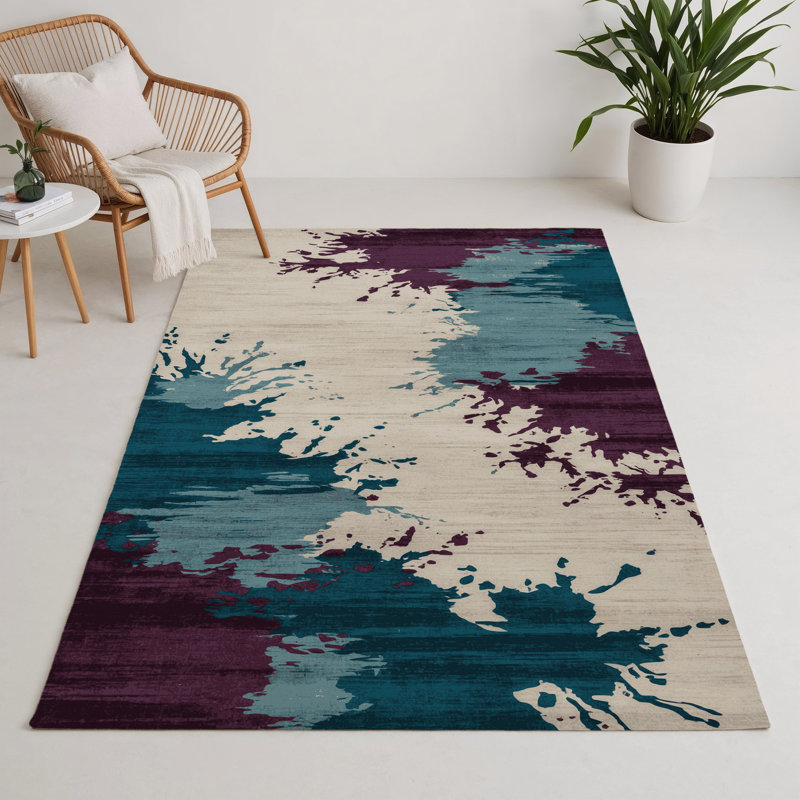 Tapis intérieur et extérieur beige Watercolor, Rectangulaire 3 pi x 5 pi