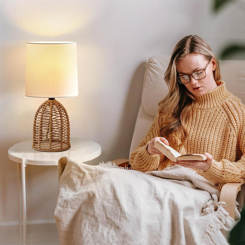 Ensemble de lampes en rotin de style bohème de 2 à 13,75 po