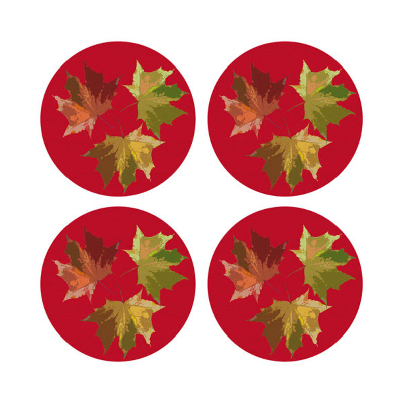 Sous-verres ronds en cuir Vegan, Rouge
