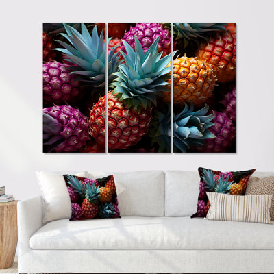 Ensemble d'art mural Neon Pinapple Nectar III - Ananas