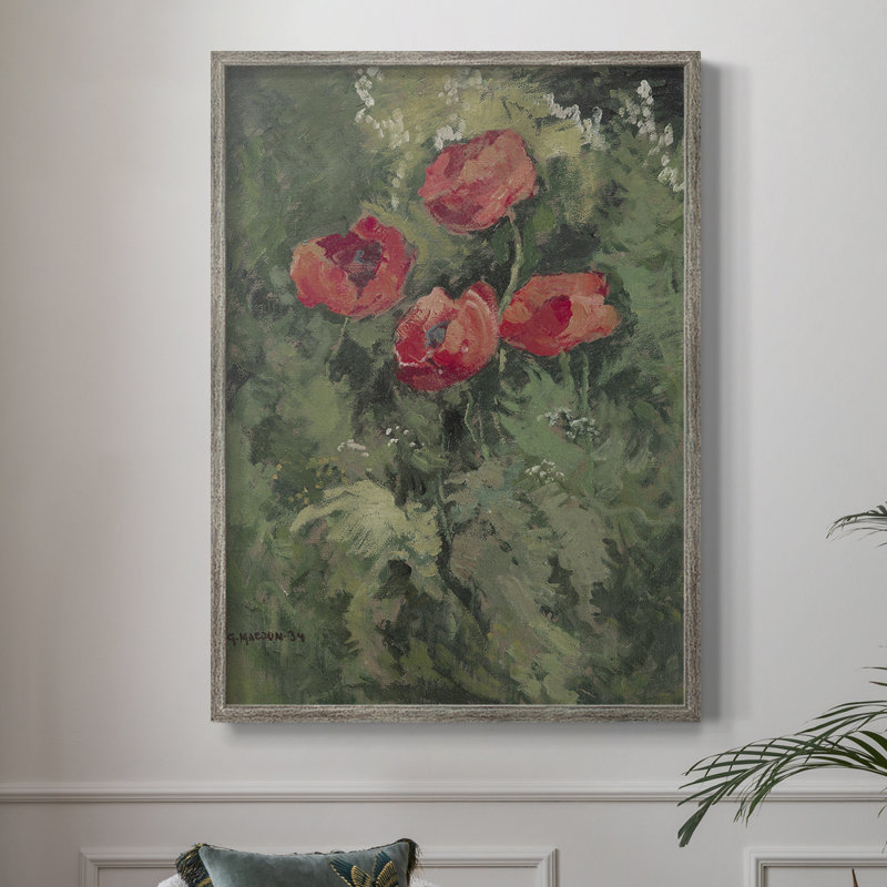 Reproduction florale rétro, impression encadrée CCLX - bois massif, H 21 po x l 17 po