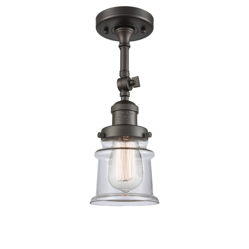 Plafonnier semi-encastré 1 lumière 6 po Alexandira, Ampoule non incluse, Transparent, Bronze huilé