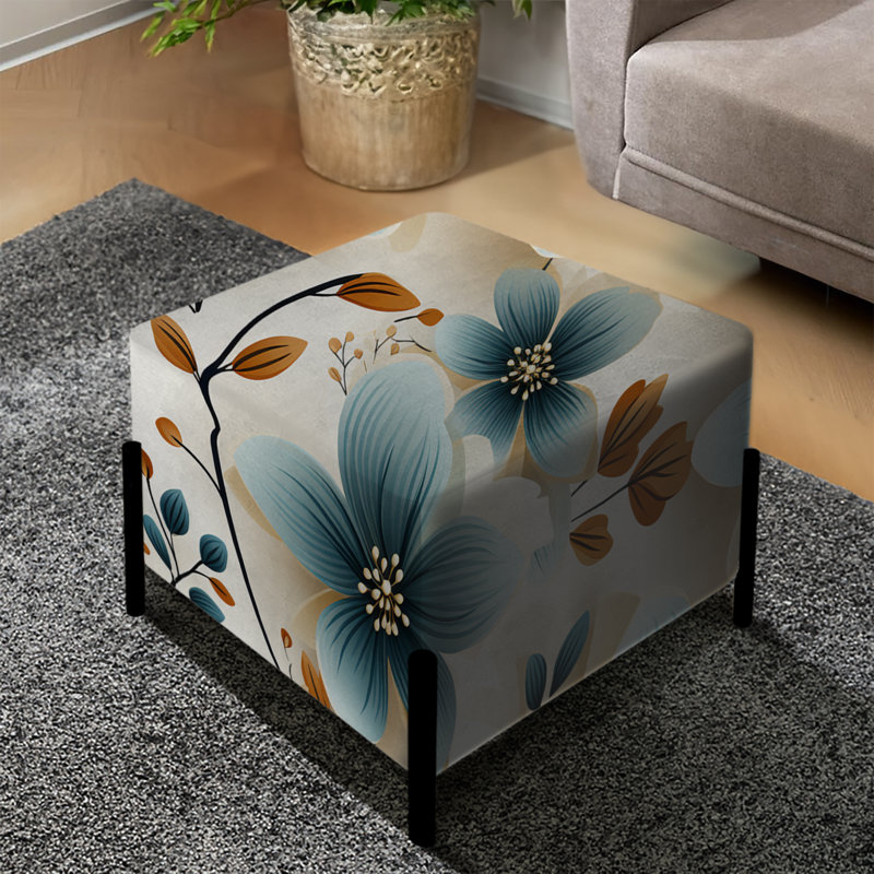 Vintage Romance Teal Marvel Blooms - Floral Square Ottoman