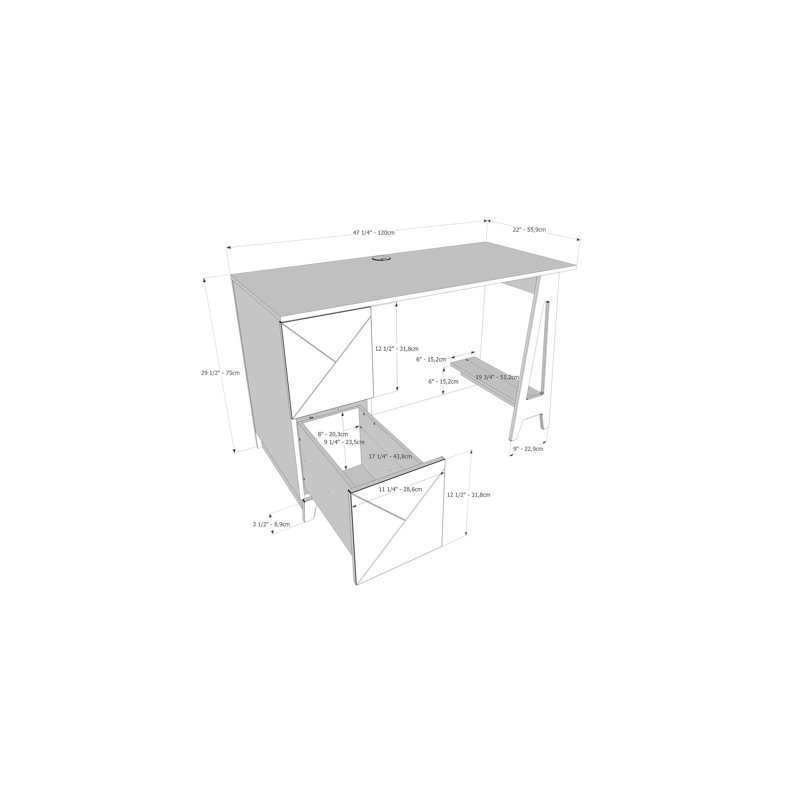 Vangundy Writing Desk, Black/Plywood
