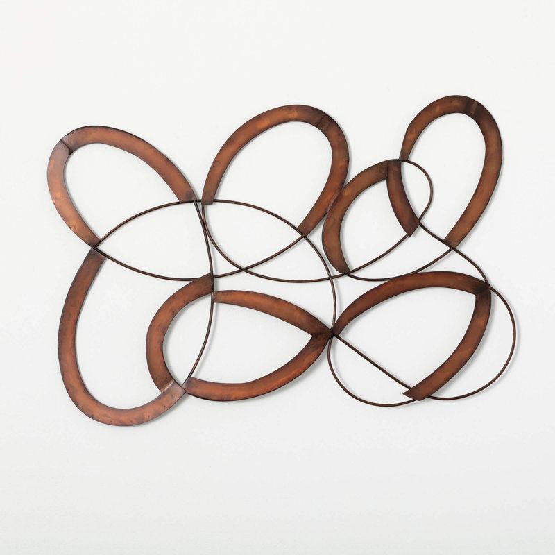 Pinstripes & Cognac Abstract Wall Decor on Metal