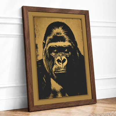 Gorilla Stare Rustic - Framed Print
