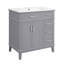 Meuble-lavabo 30 po avec lavabo en céramique, meuble-lavabo autoportant avec 2 tiroirs et armoire, portes à fermeture en douceur, structure en bois massif, meuble-lavabo moderne, gris-1811083627
